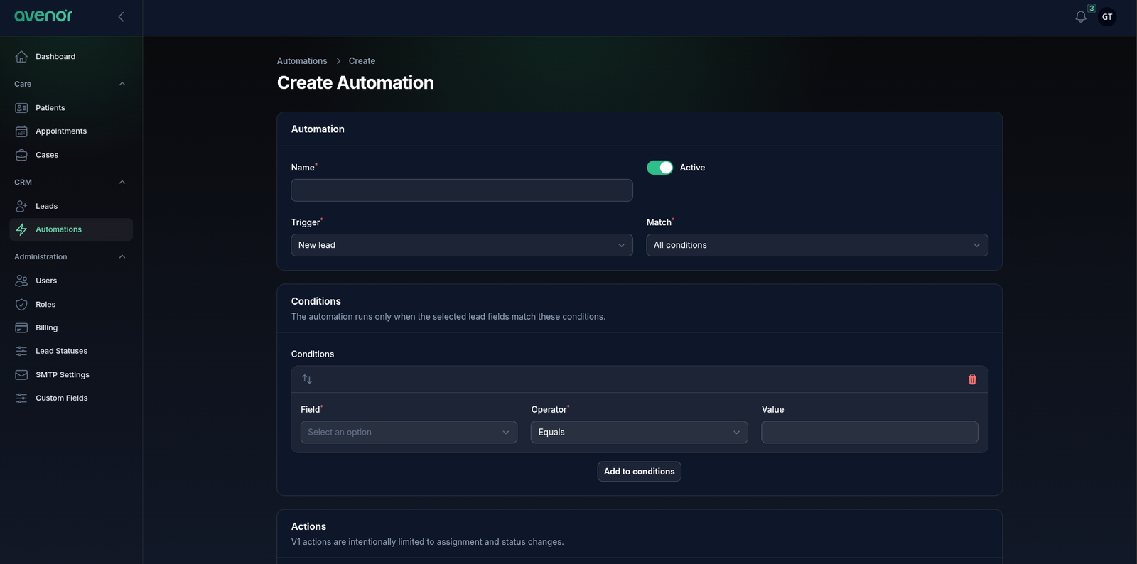 Avenor campaign performance reporting screen