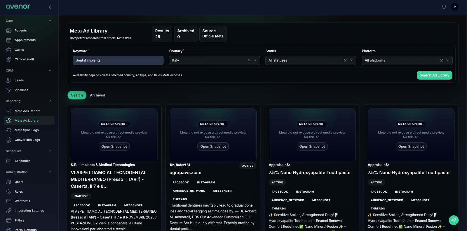 Avenor appointment workflow and records interface