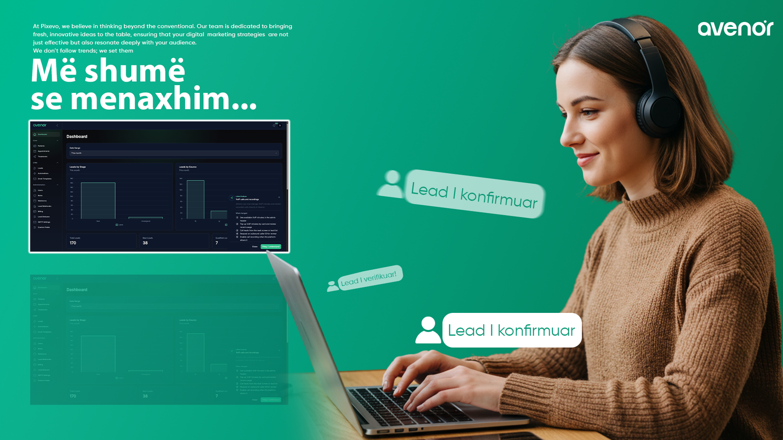 Avenor lead management dashboard and confirmed lead workflow