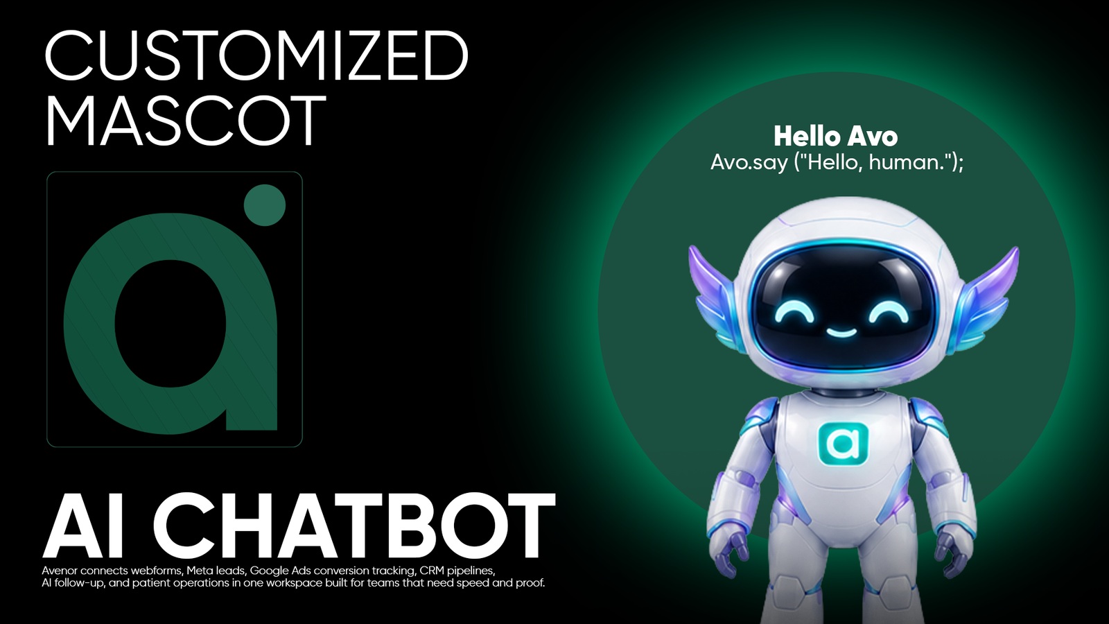 Avo custom AI chatbot mascot for Avenor